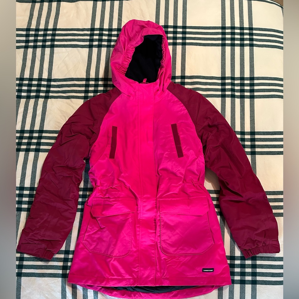 Pink Fuchsia Lands End kids squall winter coat parka size 16 NWT